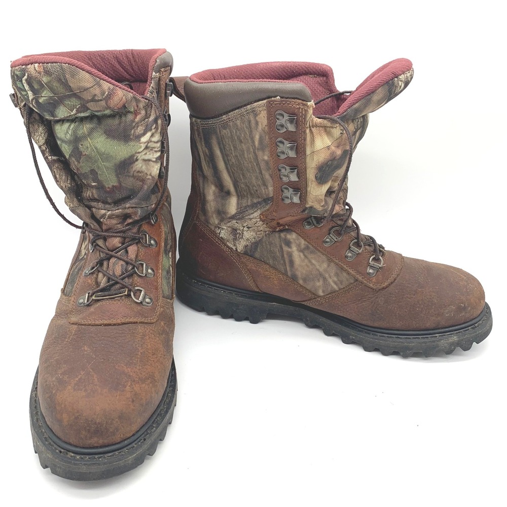 Cabela's Hunting Boots Mens 13EE Brown Camo Leather Lace Up Lug Sole 81-4056